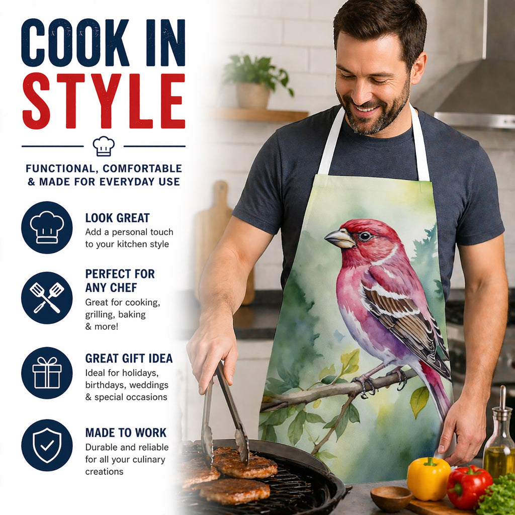 New Hampshire Purple Finch Apron Cooking Kitchen Server Baking Crafts Gardening for Adult Women Men, Unisex, Large, Multicolor