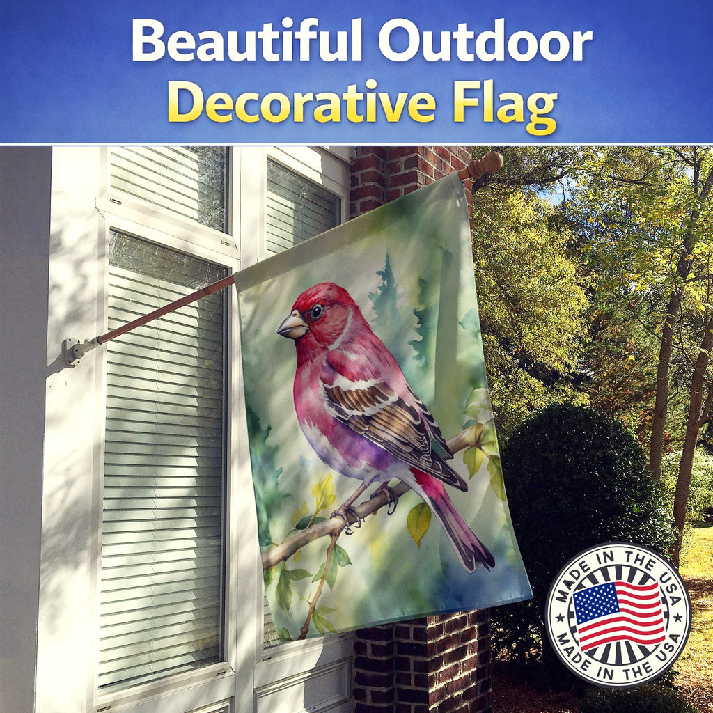 New Hampshire Purple Finch House Flag 28x40 Porch Sleeve Pole Decorative Outside Yard Banner Artwork Wall Hanging, Polyester