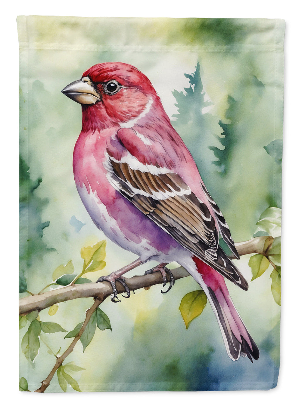 New Hampshire Purple Finch House Flag 28x40 Porch Sleeve Pole Decorative Outside Yard Banner Artwork Wall Hanging, Polyester