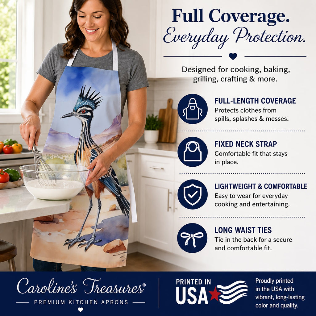 New Mexico Greater Roadrunner Apron Cooking Kitchen Server Baking Crafts Gardening for Adult Women Men, Unisex, Large, Multicolor