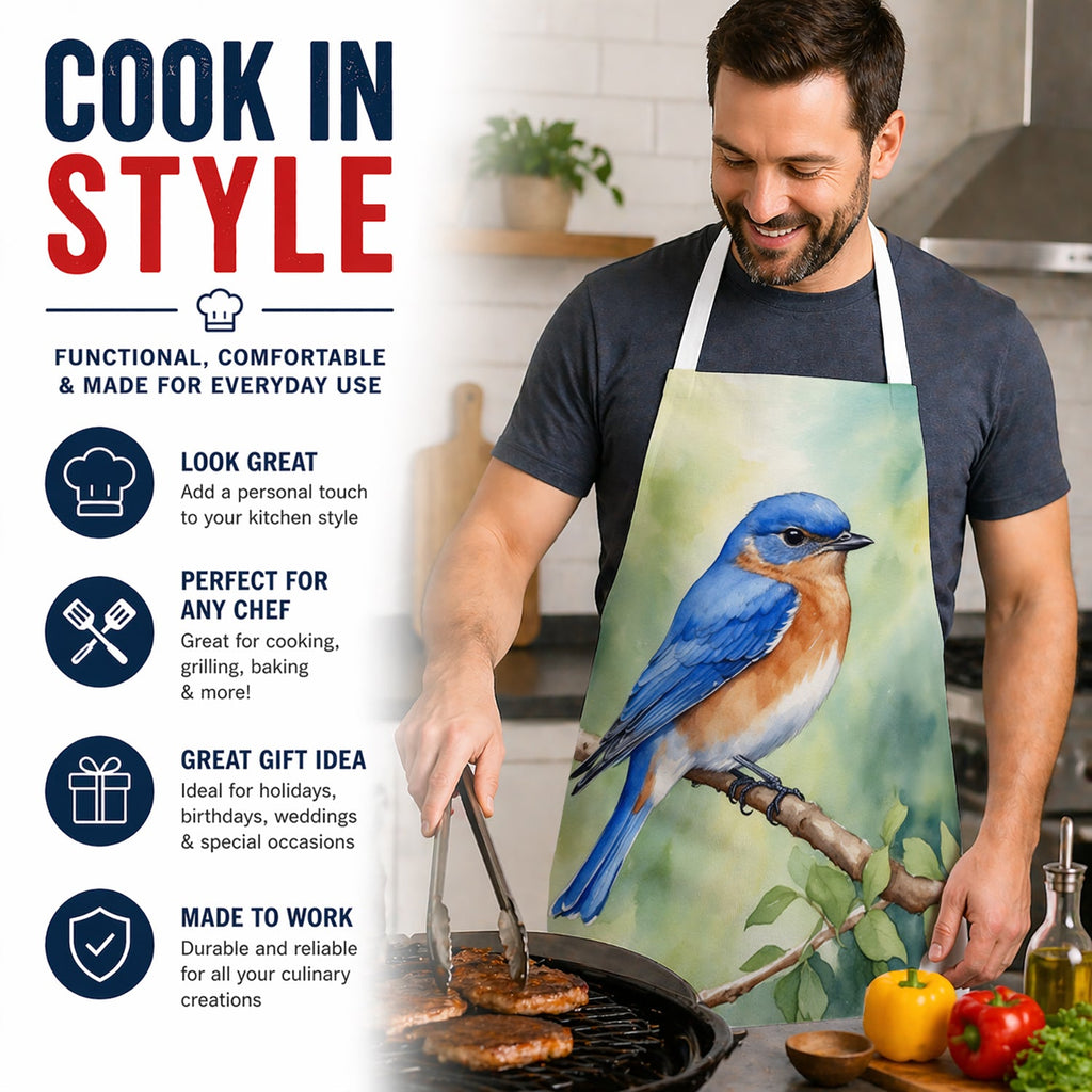 New York Eastern Bluebird Apron Cooking Kitchen Server Baking Crafts Gardening for Adult Women Men, Unisex, Large, Multicolor