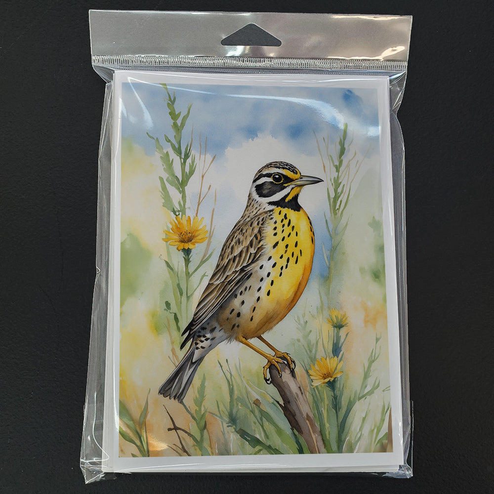 North Dakota Western Meadowlark Greeting Cards Pack of 8 Blank Cards with Envelopes Whimsical A7 Size 5x7