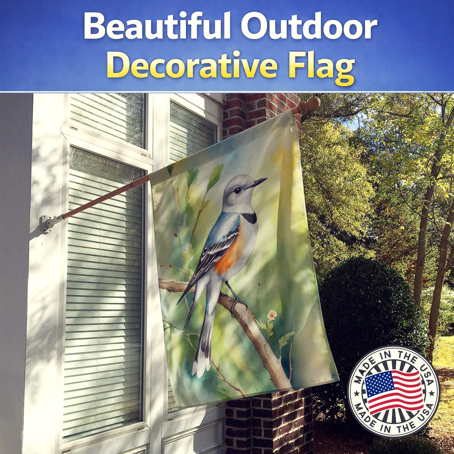 Oklahoma Scissortailed Flycatcher House Flag 28x40 Porch Sleeve Pole Decorative Outside Yard Banner Artwork Wall Hanging, Polyester