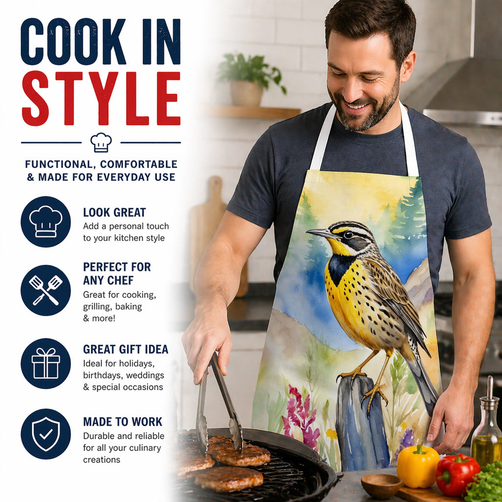 Oregon Western Meadowlark Apron Cooking Kitchen Server Baking Crafts Gardening for Adult Women Men, Unisex, Large, Multicolor