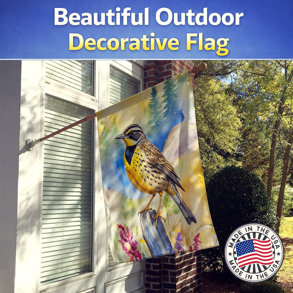Oregon Western Meadowlark House Flag 28x40 Porch Sleeve Pole Decorative Outside Yard Banner Artwork Wall Hanging, Polyester