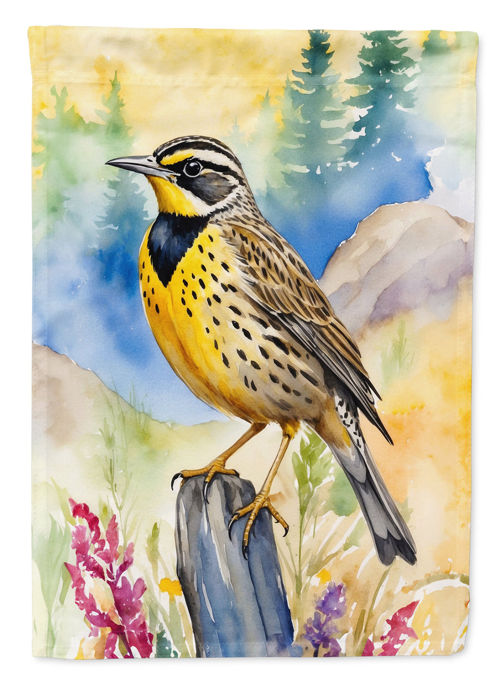 Oregon Western Meadowlark House Flag 28x40 Porch Sleeve Pole Decorative Outside Yard Banner Artwork Wall Hanging, Polyester