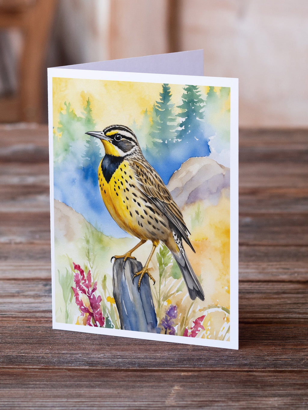 Oregon Western Meadowlark Greeting Cards Pack of 8 Blank Cards with Envelopes Whimsical A7 Size 5x7