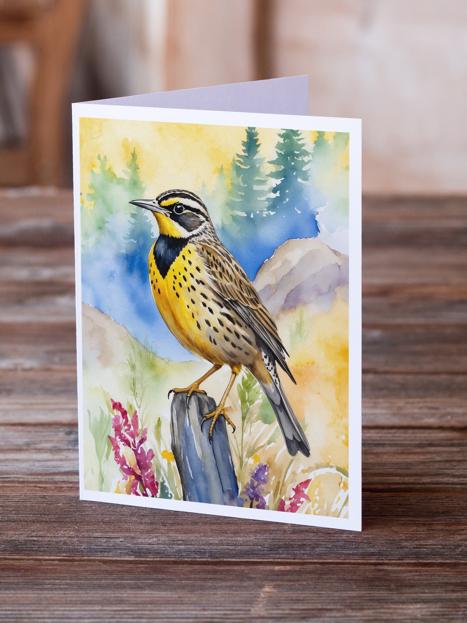 Oregon Western Meadowlark Greeting Cards Pack of 8 Blank Cards with Envelopes Whimsical A7 Size 5x7