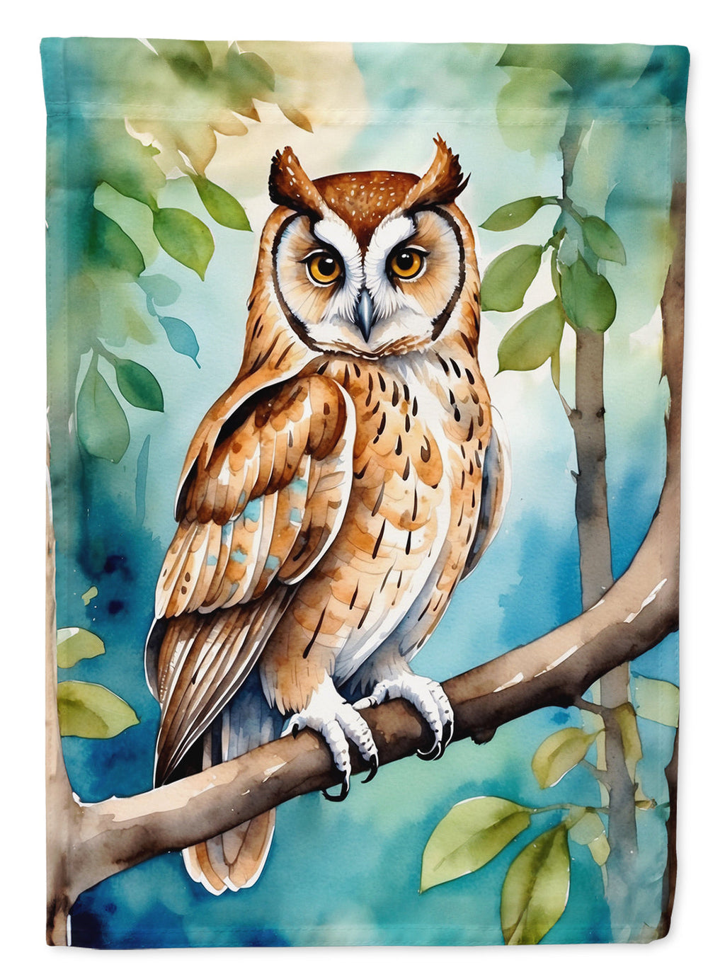 Oriental Bay Owl House Flag 28x40 Porch Sleeve Pole Decorative Outside Yard Banner Artwork Wall Hanging, Polyester