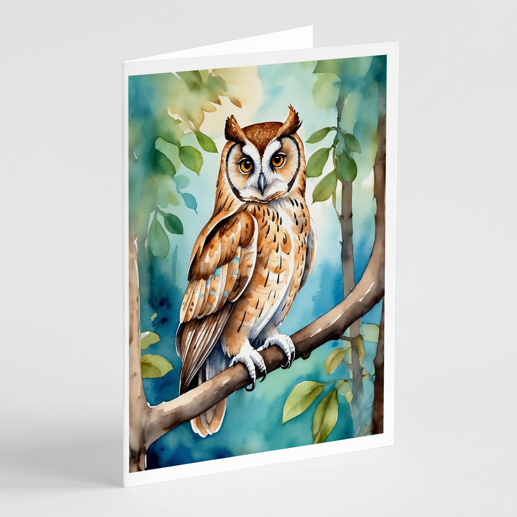 Oriental Bay Owl Greeting Cards Pack of 8 Blank Cards with Envelopes Whimsical A7 Size 5x7