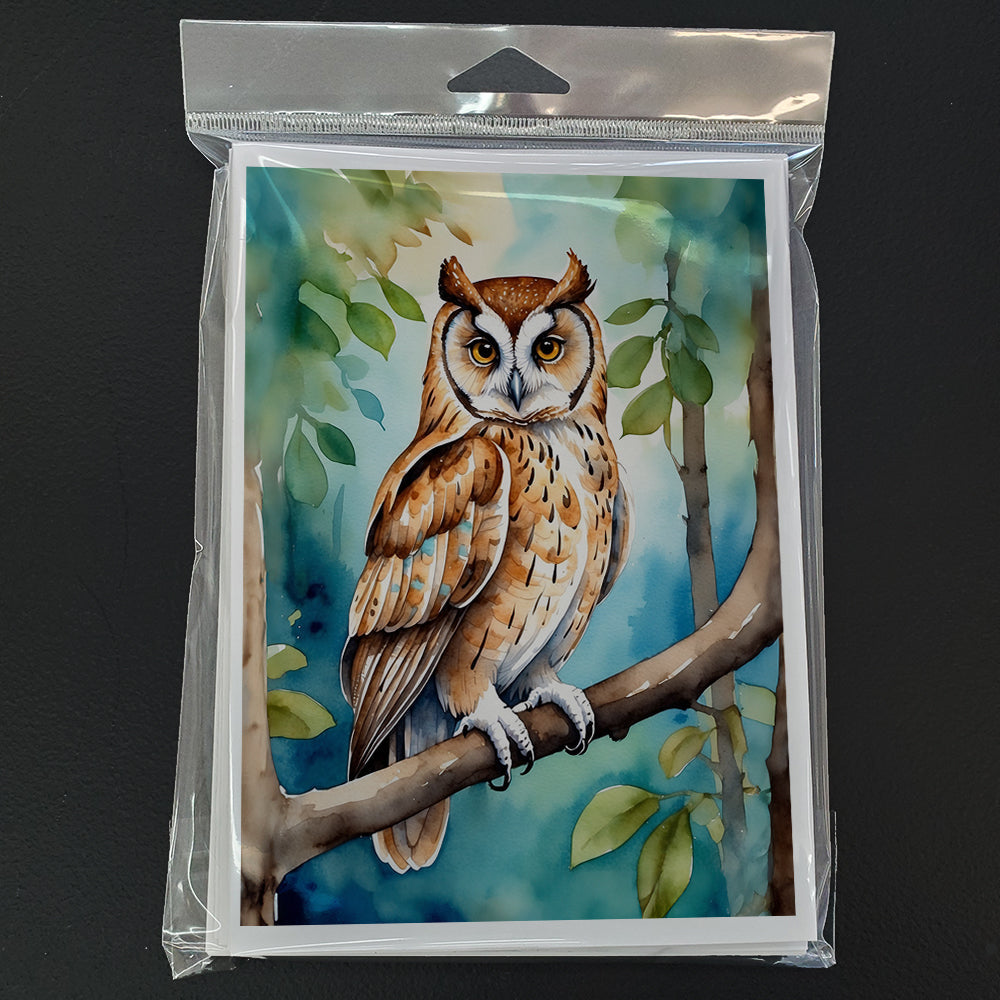 Oriental Bay Owl Greeting Cards Pack of 8 Blank Cards with Envelopes Whimsical A7 Size 5x7