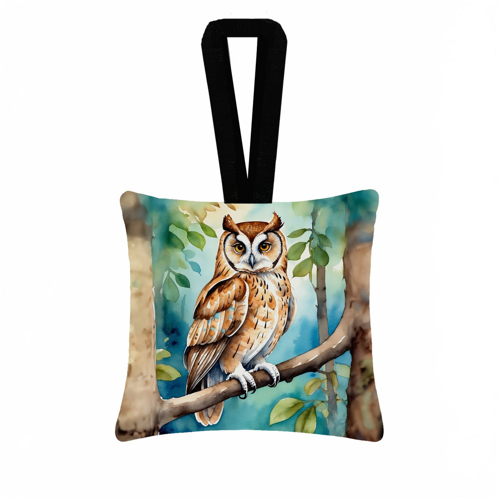 Oriental Bay Owl Hanging Square Fabric Ornament 3.5 × 3.5 Decorative Door-Knob & Tree Hanger, Soft Fabric