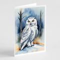 Snowy Owl Greeting Cards Pack of 8 Blank Cards with Envelopes Whimsical A7 Size 5x7