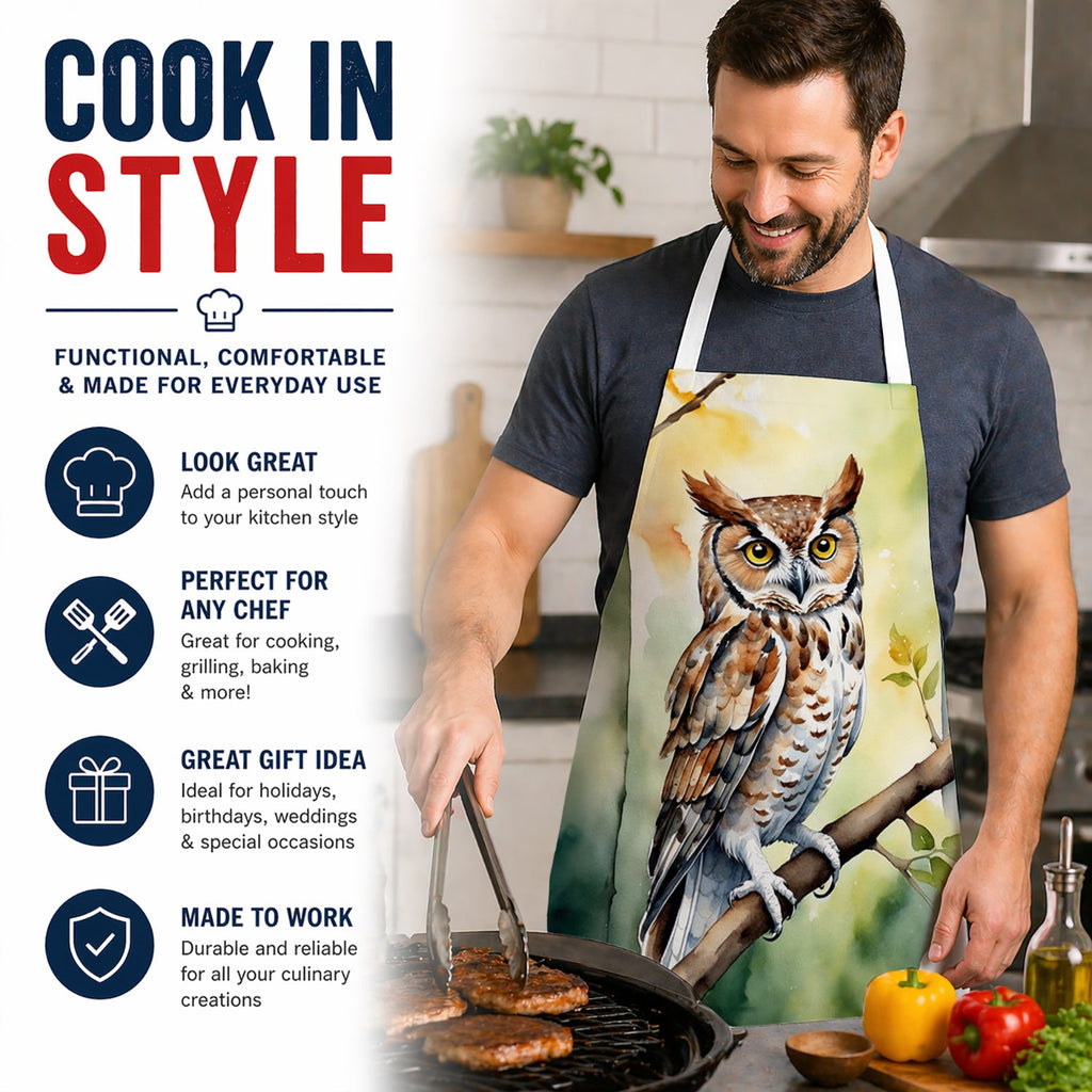 Eastern Screech Owl Apron Cooking Kitchen Server Baking Crafts Gardening for Adult Women Men, Unisex, Large, Multicolor