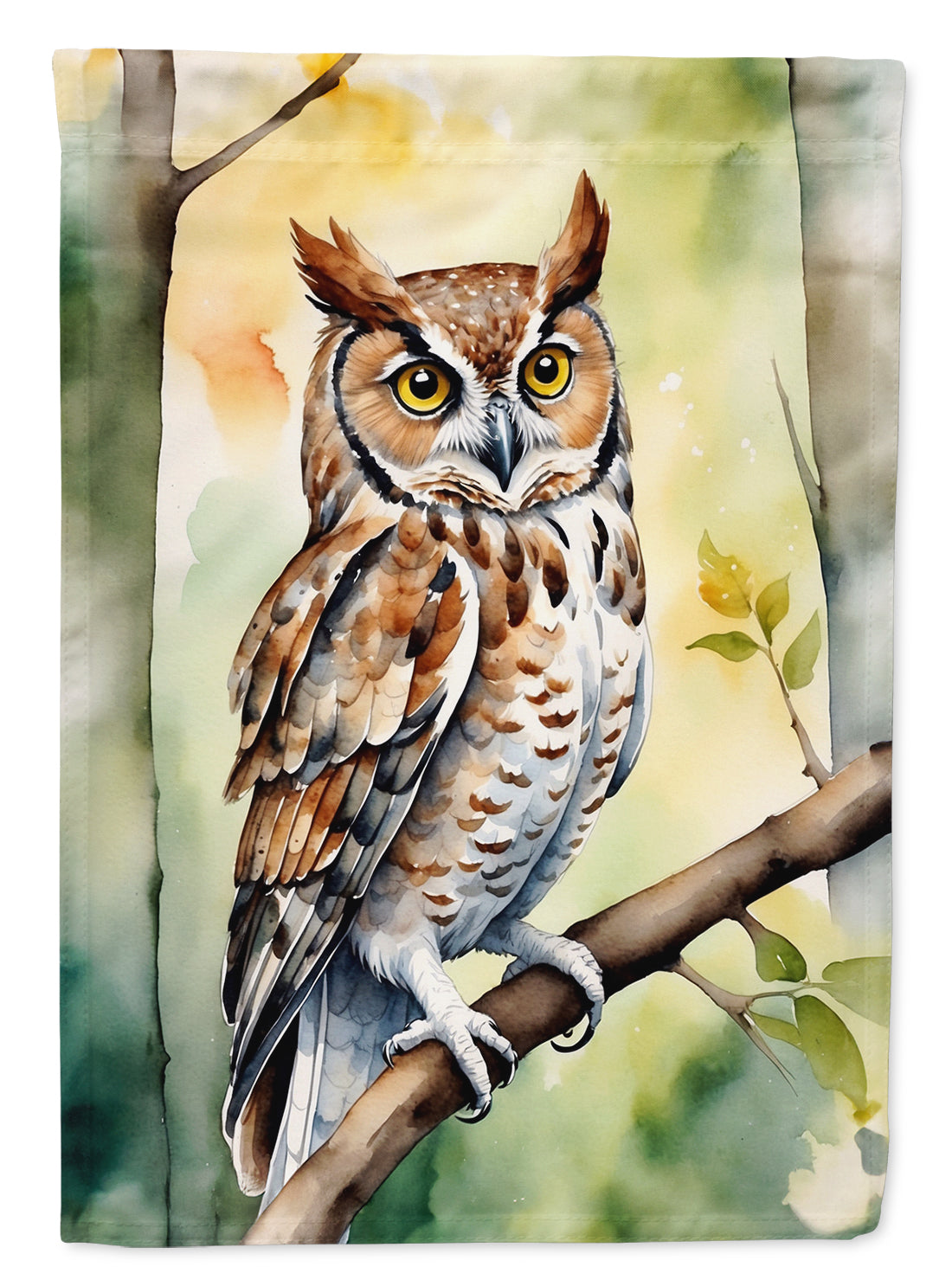 Eastern Screech Owl House Flag 28x40 Porch Sleeve Pole Decorative Outside Yard Banner Artwork Wall Hanging, Polyester