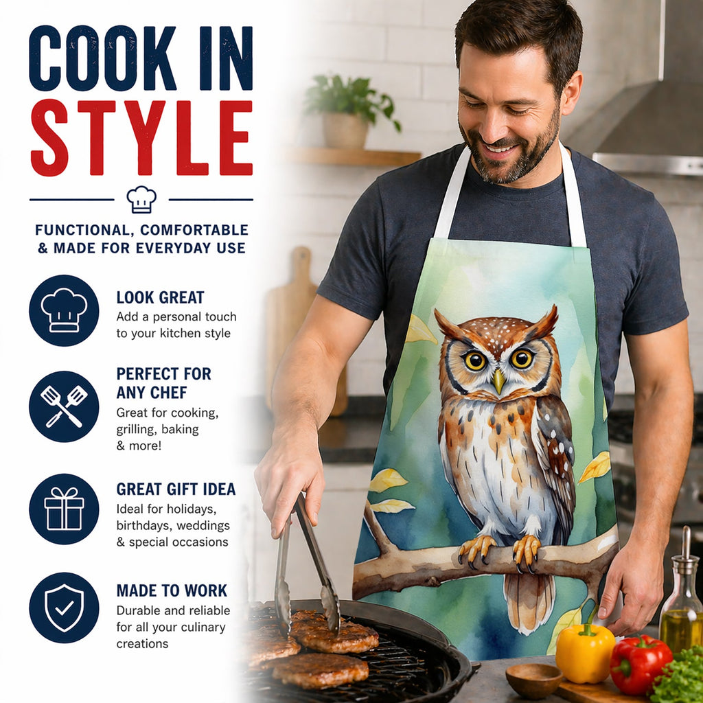 Elf Owl Apron Cooking Kitchen Server Baking Crafts Gardening for Adult Women Men, Unisex, Large, Multicolor