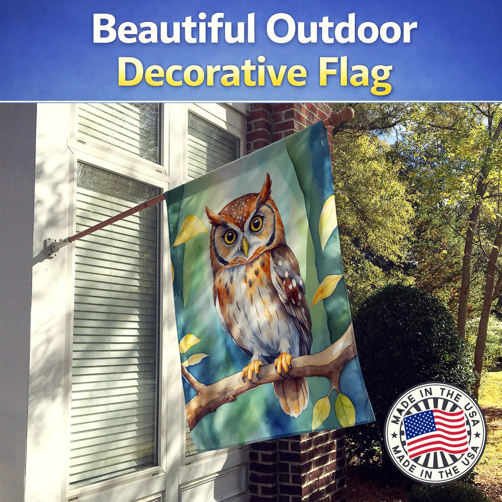 Elf Owl House Flag 28x40 Porch Sleeve Pole Decorative Outside Yard Banner Artwork Wall Hanging, Polyester