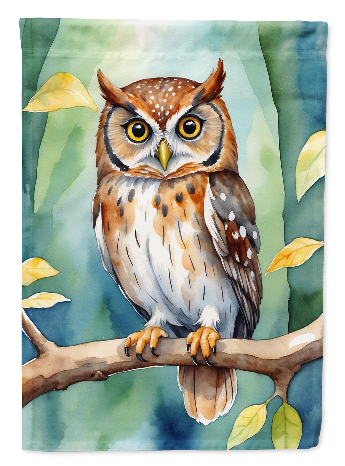 Elf Owl House Flag 28x40 Porch Sleeve Pole Decorative Outside Yard Banner Artwork Wall Hanging, Polyester