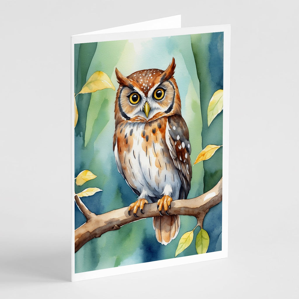 Elf Owl Greeting Cards Pack of 8 Blank Cards with Envelopes Whimsical A7 Size 5x7