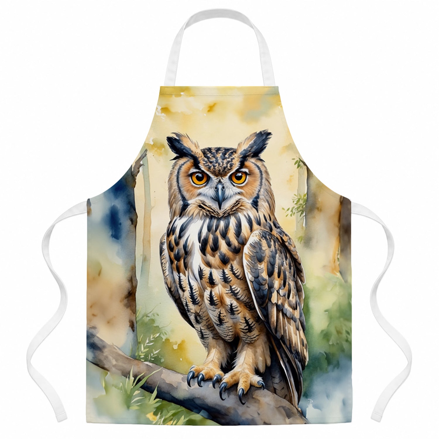 Eurasian Eagle Owl Apron Cooking Kitchen Server Baking Crafts Gardening for Adult Women Men, Unisex, Large, Multicolor