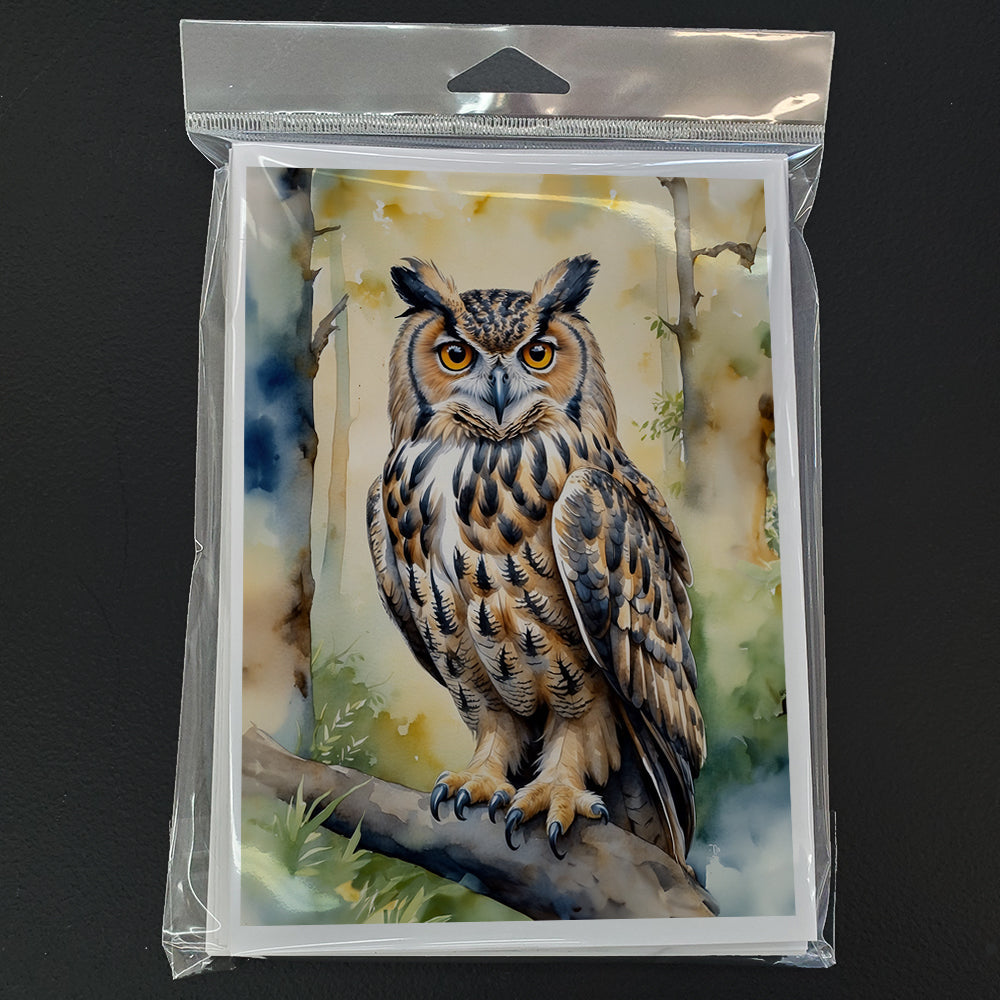 Eurasian Eagle Owl Greeting Cards Pack of 8 Blank Cards with Envelopes Whimsical A7 Size 5x7