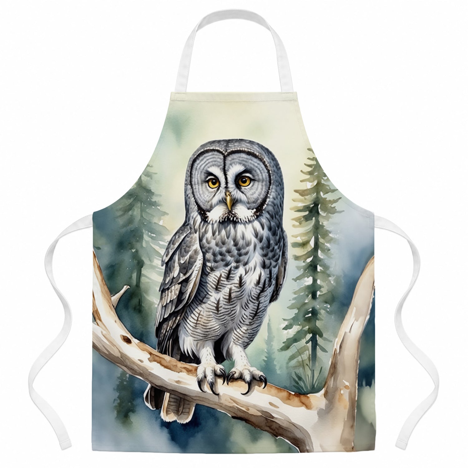 Great Gray Owl Apron Cooking Kitchen Server Baking Crafts Gardening for Adult Women Men, Unisex, Large, Multicolor