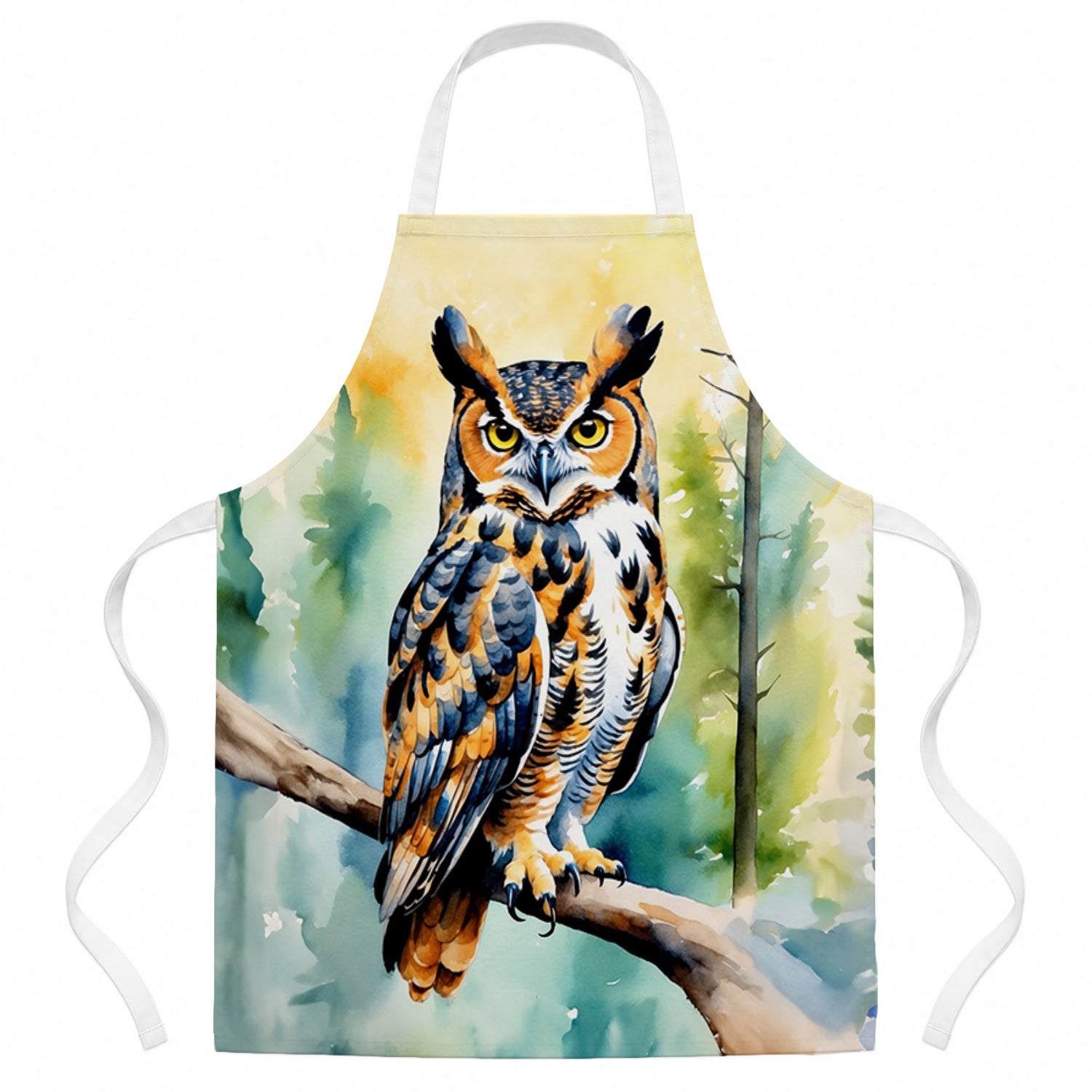 Great Horned Owl Apron Cooking Kitchen Server Baking Crafts Gardening for Adult Women Men, Unisex, Large, Multicolor