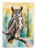 Great Horned Owl House Flag 28x40 Porch Sleeve Pole Decorative Outside Yard Banner Artwork Wall Hanging, Polyester
