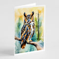 Great Horned Owl Greeting Cards Pack of 8 Blank Cards with Envelopes Whimsical A7 Size 5x7
