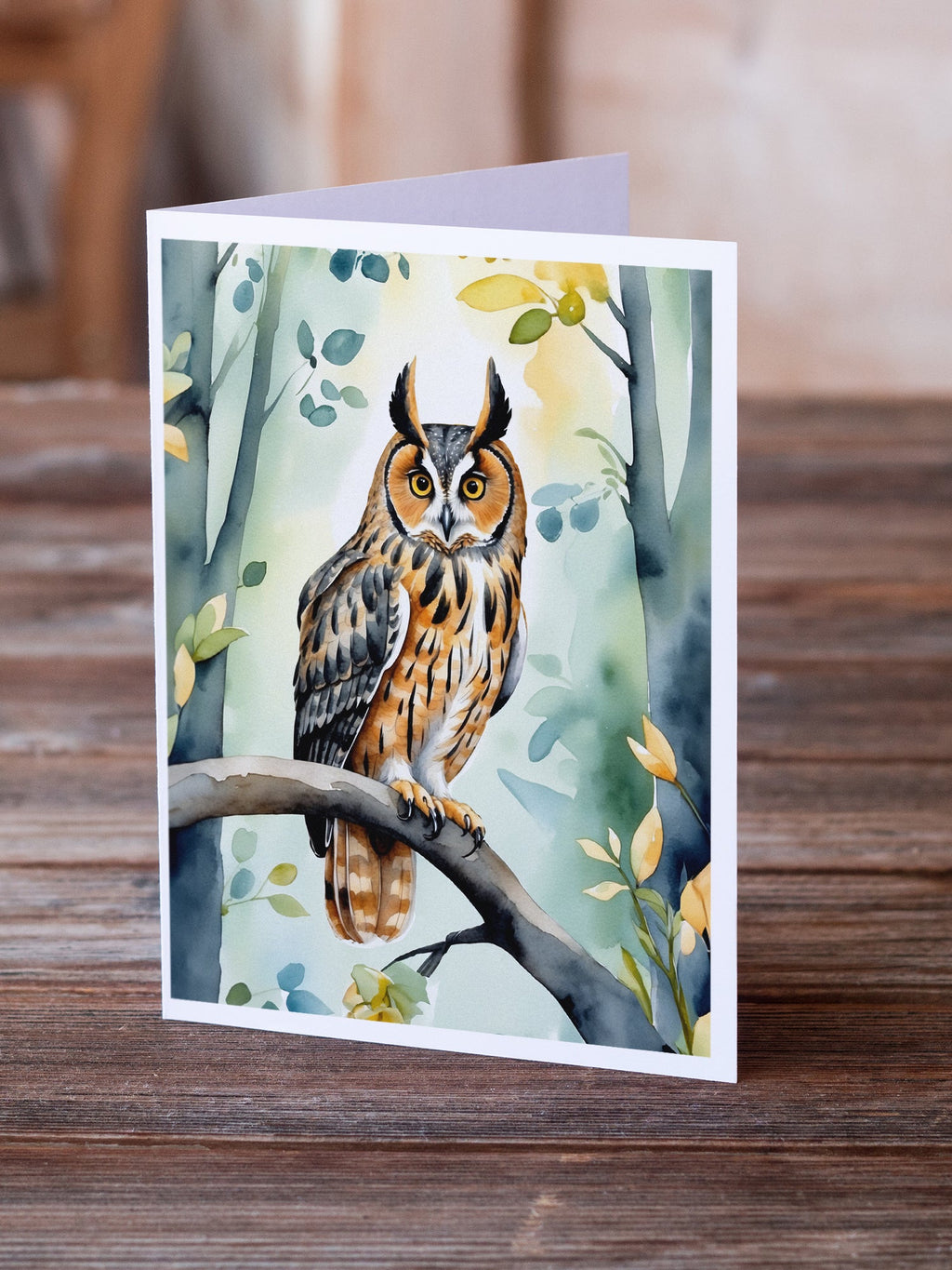 LongEared Owl Greeting Cards Pack of 8 Blank Cards with Envelopes Whimsical A7 Size 5x7