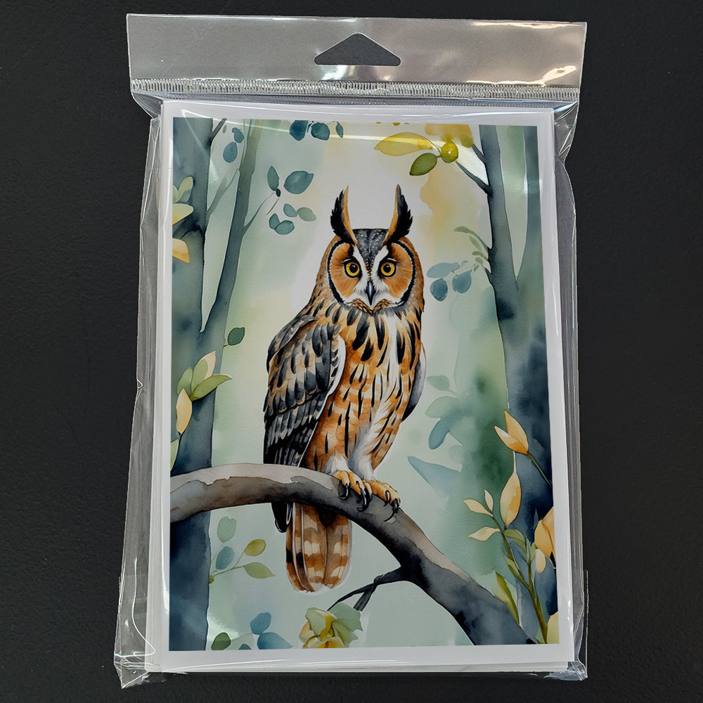 LongEared Owl Greeting Cards Pack of 8 Blank Cards with Envelopes Whimsical A7 Size 5x7