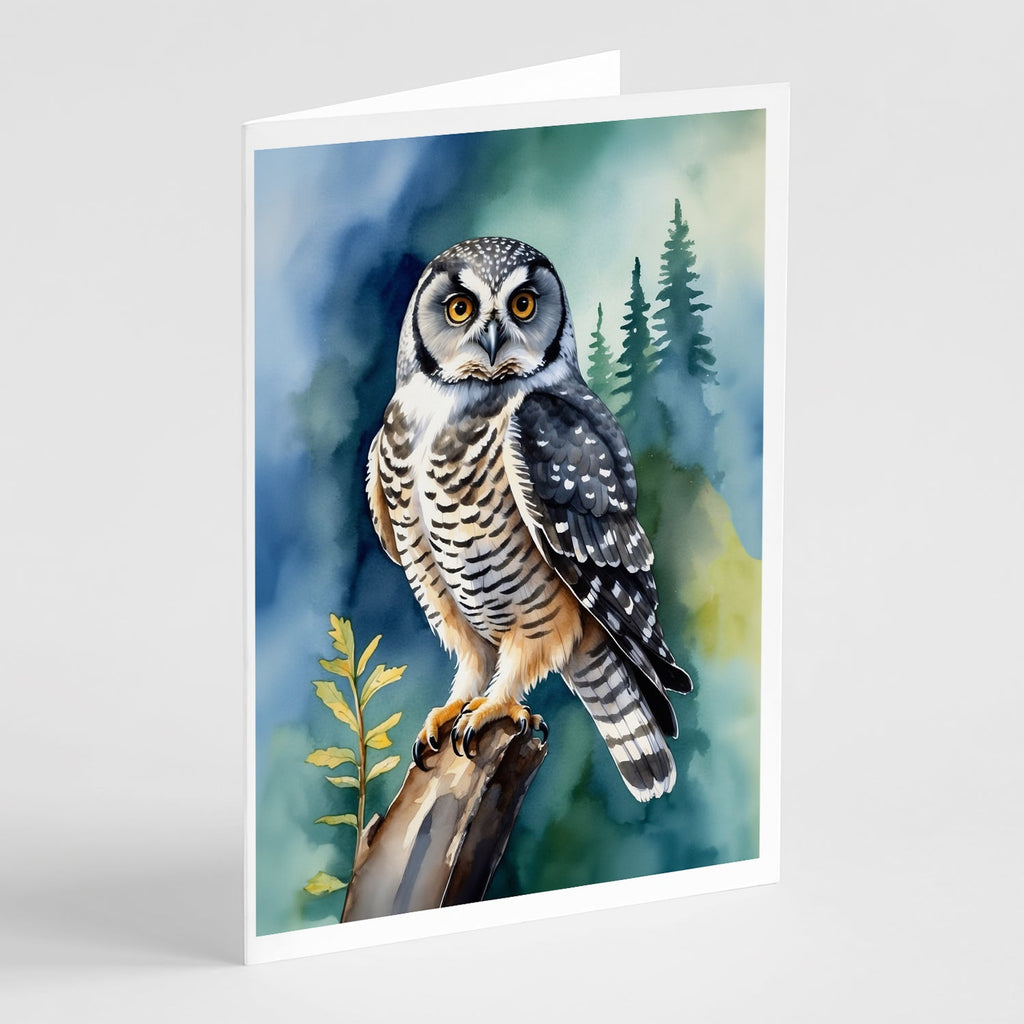 Northern Hawk Owl Greeting Cards Pack of 8 Blank Cards with Envelopes Whimsical A7 Size 5x7