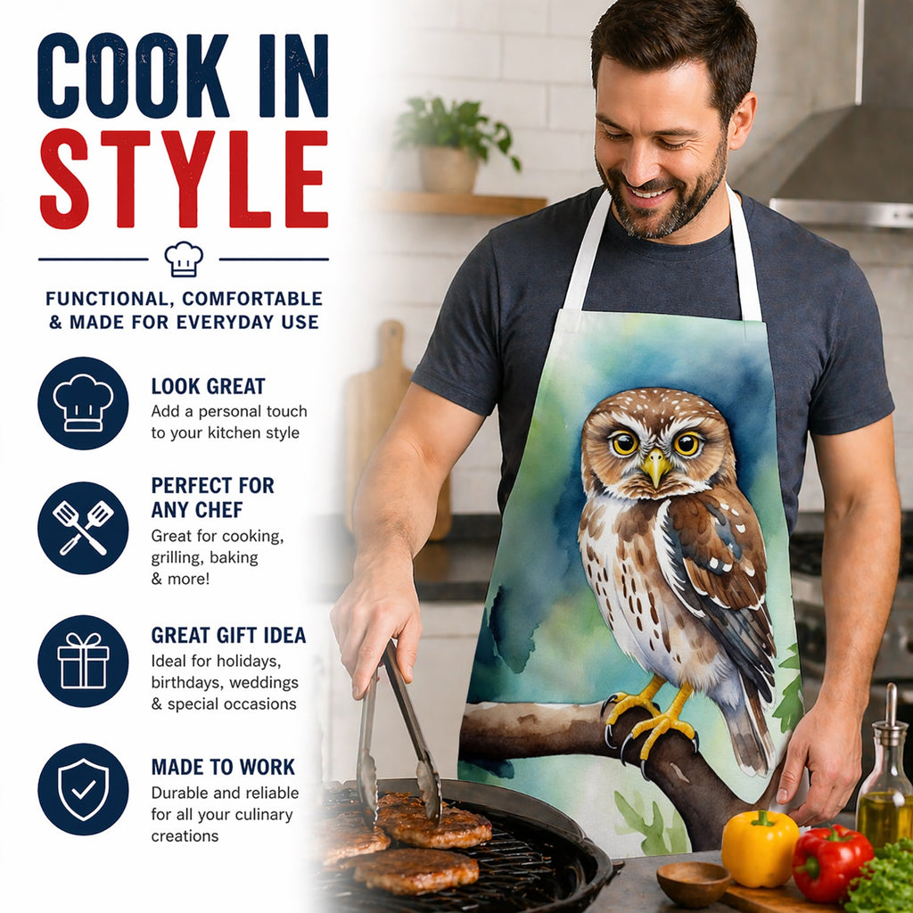 Northern Pygmy Owl Apron Cooking Kitchen Server Baking Crafts Gardening for Adult Women Men, Unisex, Large, Multicolor