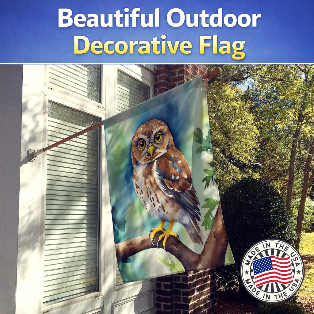 Northern Pygmy Owl House Flag 28x40 Porch Sleeve Pole Decorative Outside Yard Banner Artwork Wall Hanging, Polyester