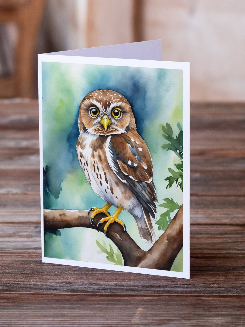 Northern Pygmy Owl Greeting Cards Pack of 8 Blank Cards with Envelopes Whimsical A7 Size 5x7