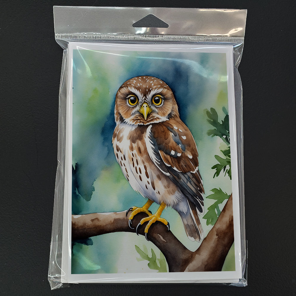 Northern Pygmy Owl Greeting Cards Pack of 8 Blank Cards with Envelopes Whimsical A7 Size 5x7