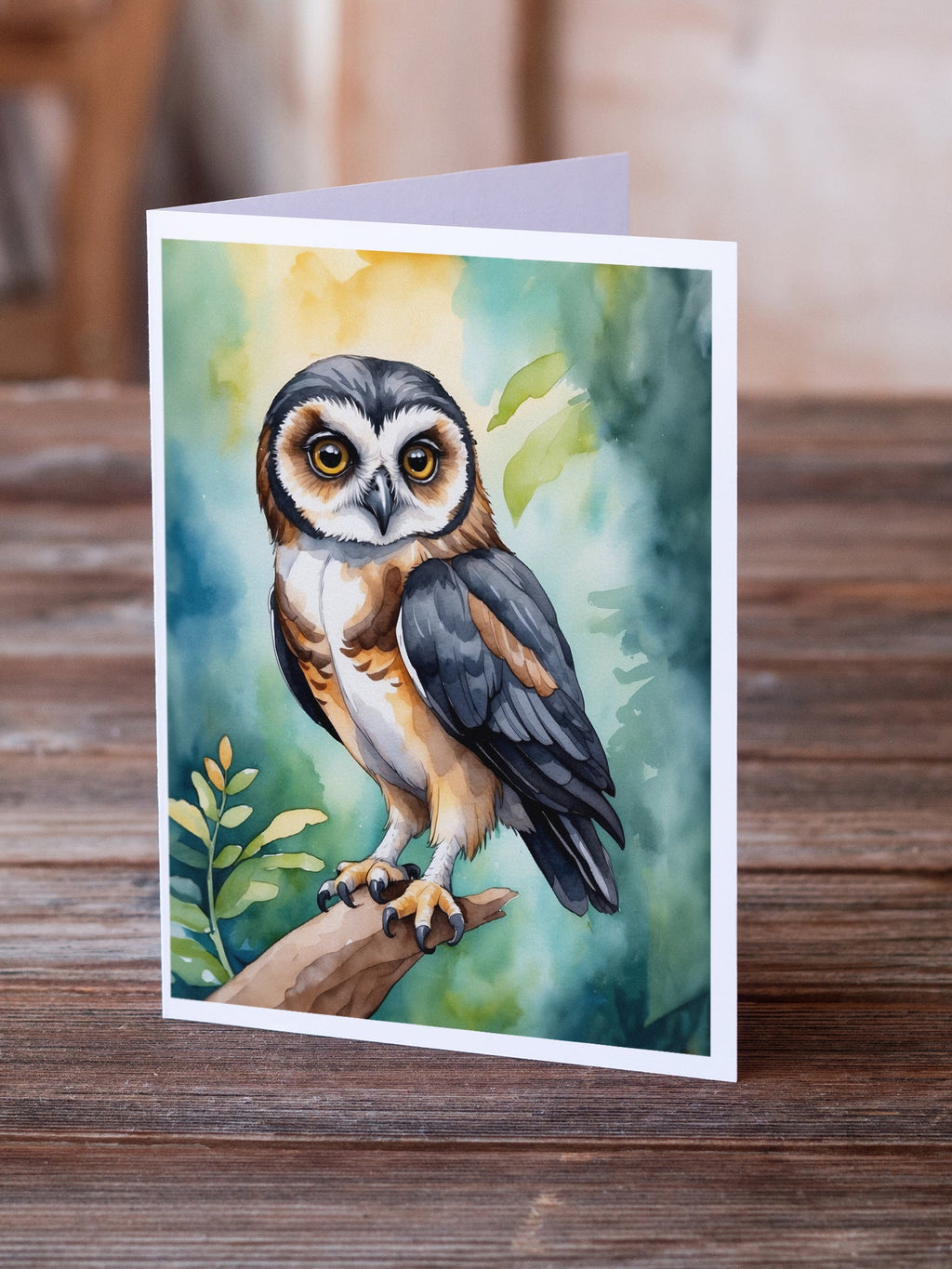 Spectacled Owl Greeting Cards Pack of 8 Blank Cards with Envelopes Whimsical A7 Size 5x7