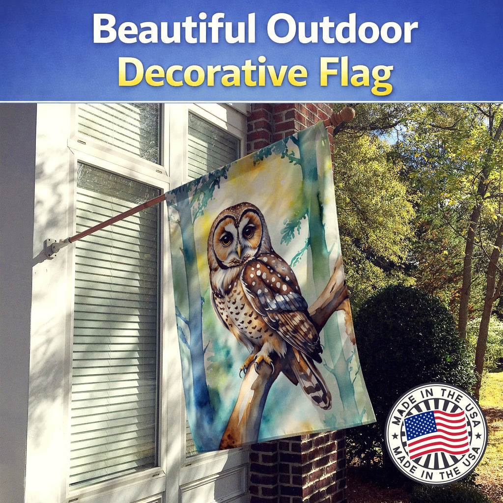 Spotted Owl House Flag 28x40 Porch Sleeve Pole Decorative Outside Yard Banner Artwork Wall Hanging, Polyester