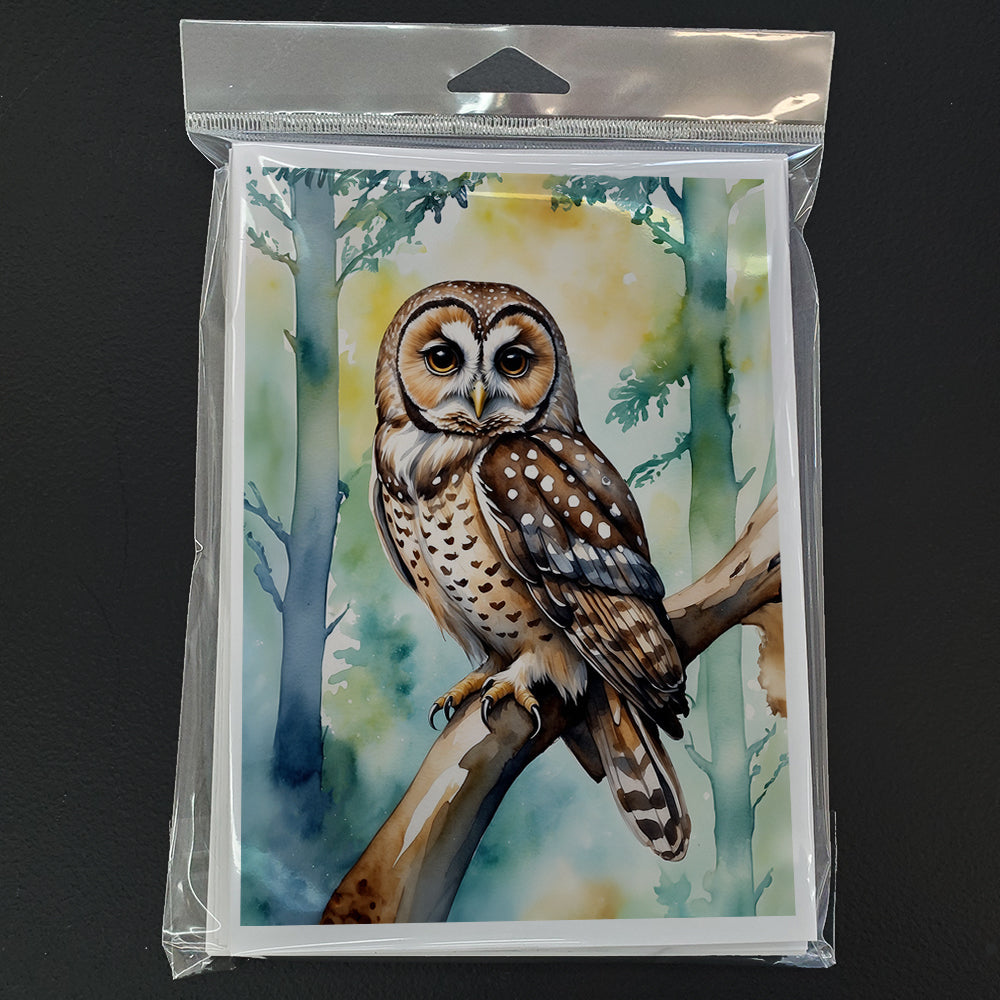 Spotted Owl Greeting Cards Pack of 8 Blank Cards with Envelopes Whimsical A7 Size 5x7