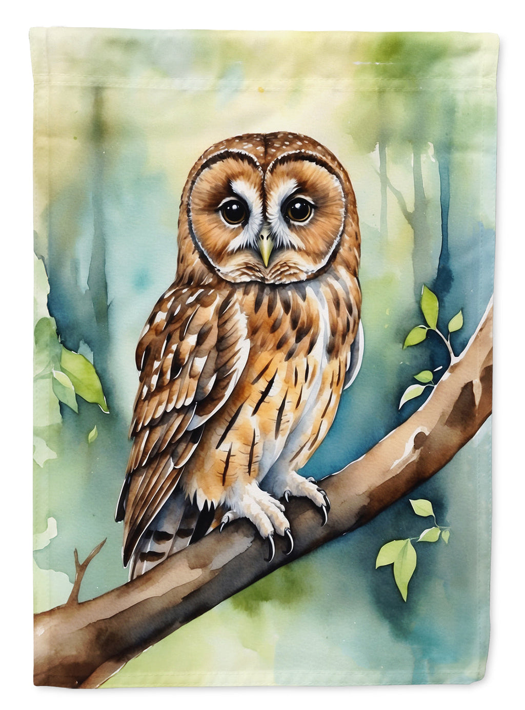 Tawny Owl House Flag 28x40 Porch Sleeve Pole Decorative Outside Yard Banner Artwork Wall Hanging, Polyester