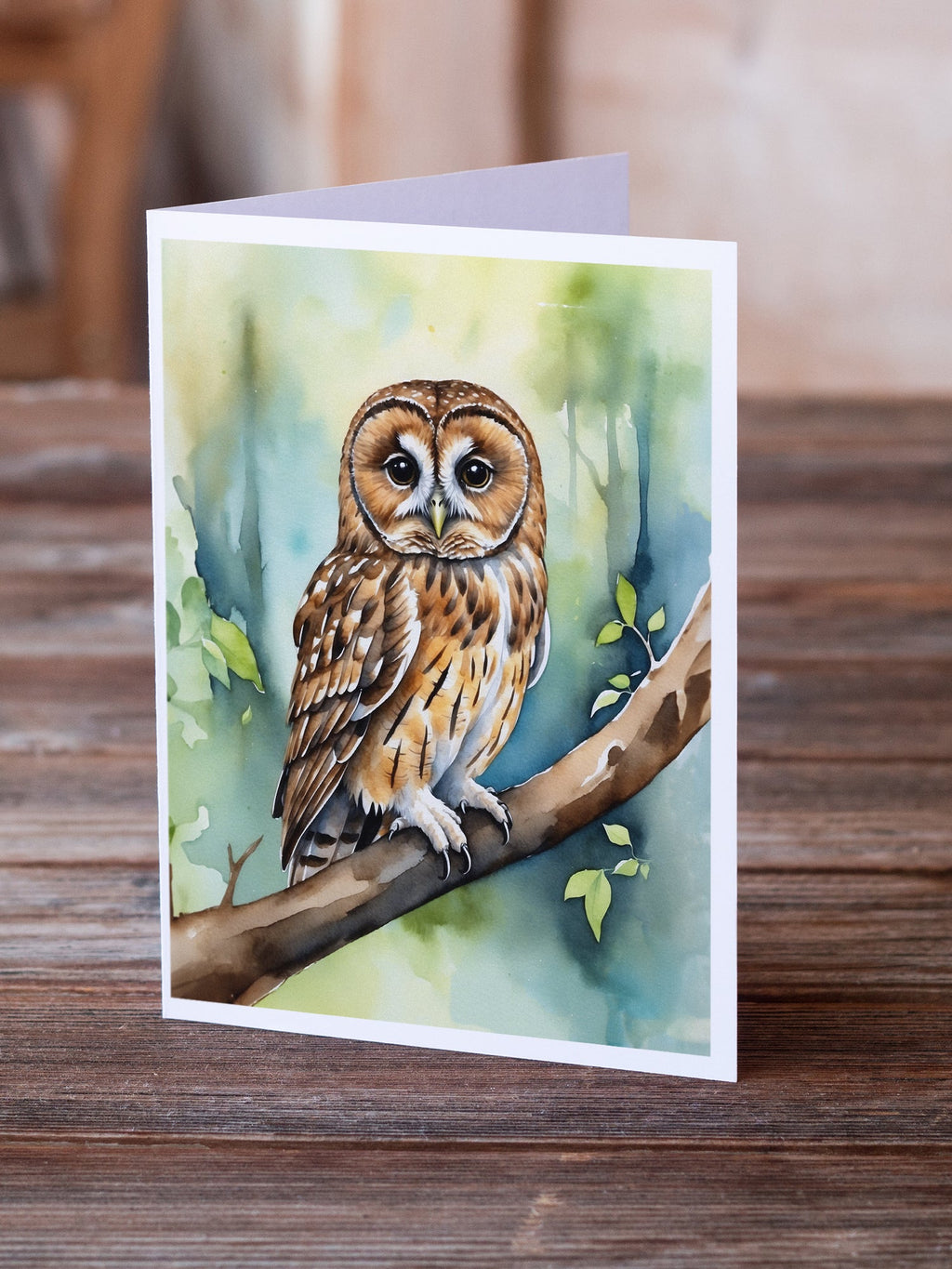 Tawny Owl Greeting Cards Pack of 8 Blank Cards with Envelopes Whimsical A7 Size 5x7