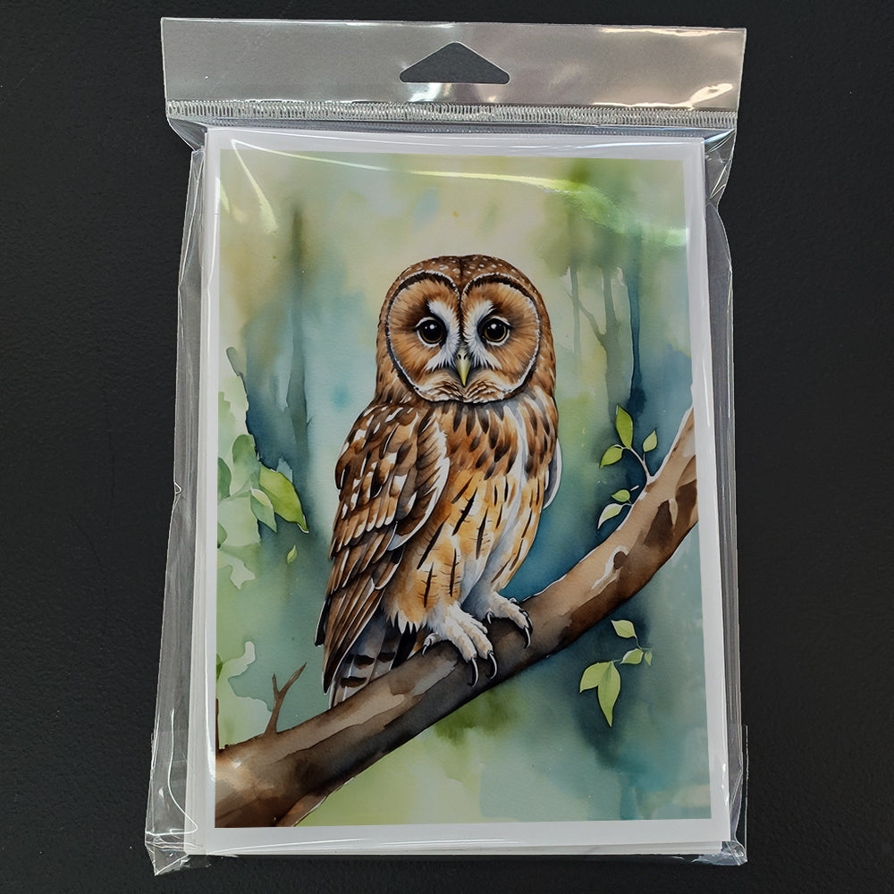 Tawny Owl Greeting Cards Pack of 8 Blank Cards with Envelopes Whimsical A7 Size 5x7