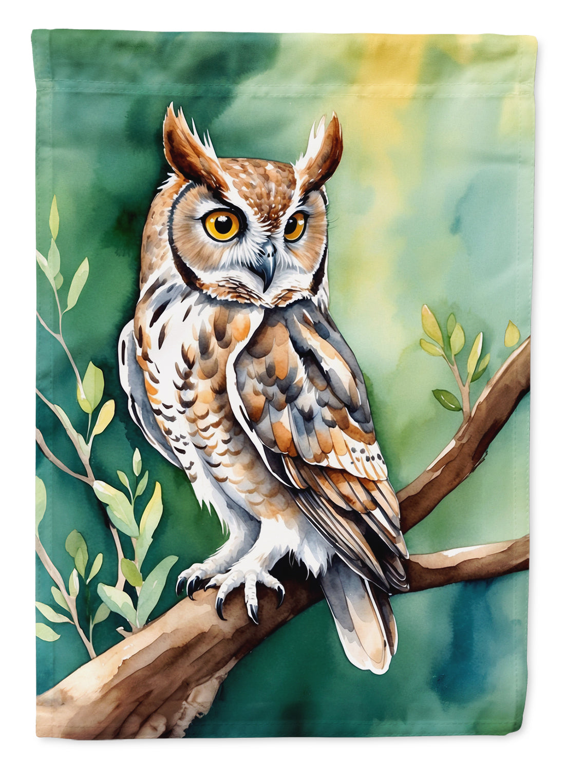 Western Screech Owl House Flag 28x40 Porch Sleeve Pole Decorative Outside Yard Banner Artwork Wall Hanging, Polyester