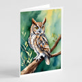 Western Screech Owl Greeting Cards Pack of 8 Blank Cards with Envelopes Whimsical A7 Size 5x7