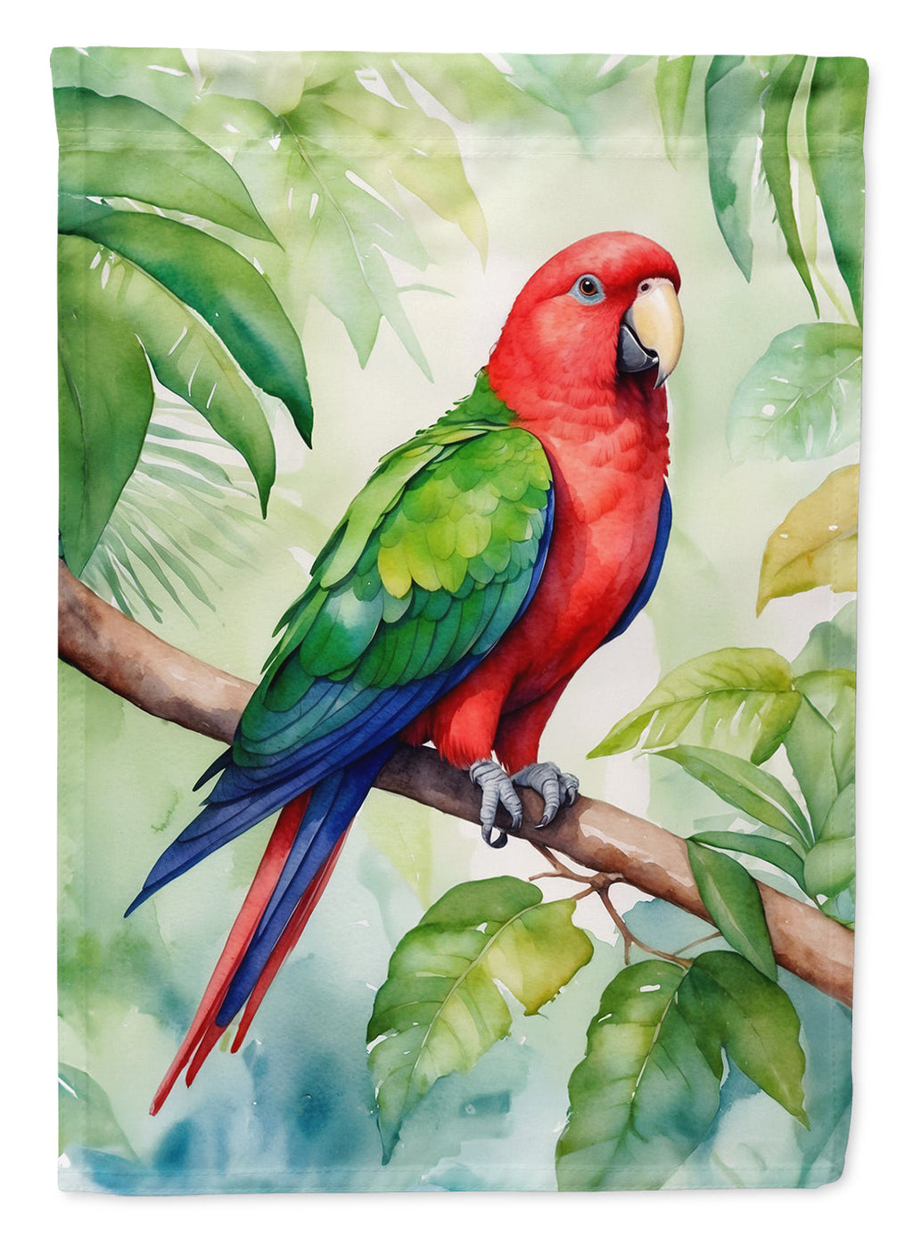 Eclectus Parrot House Flag 28x40 Porch Sleeve Pole Decorative Outside Yard Banner Artwork Wall Hanging, Polyester
