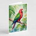 Eclectus Parrot Greeting Cards Pack of 8 Blank Cards with Envelopes Whimsical A7 Size 5x7