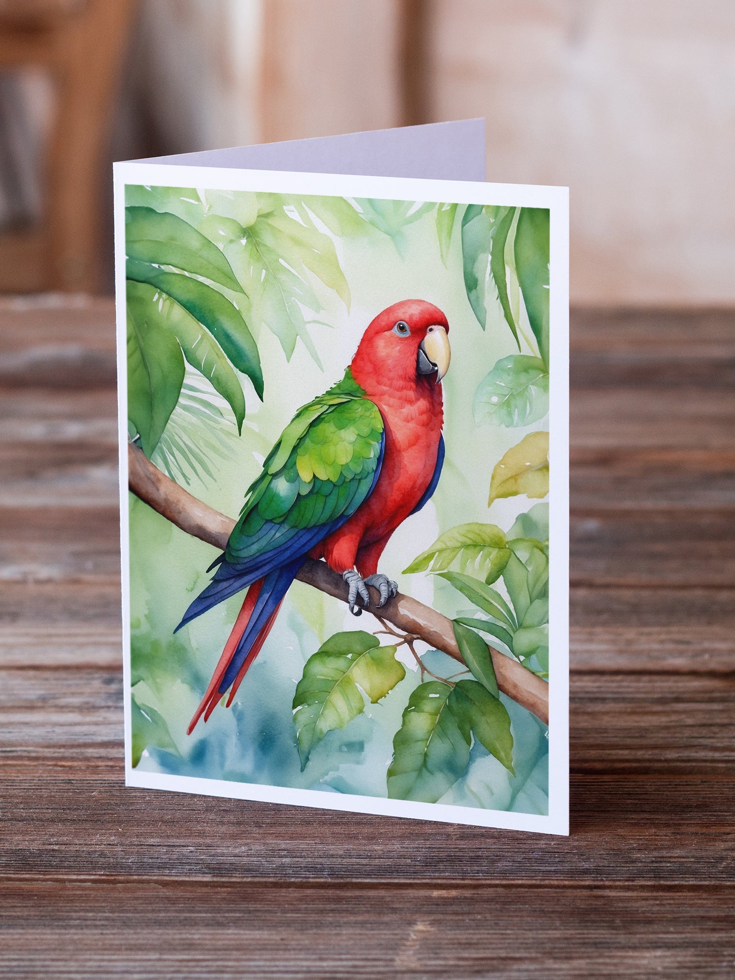 Eclectus Parrot Greeting Cards Pack of 8 Blank Cards with Envelopes Whimsical A7 Size 5x7