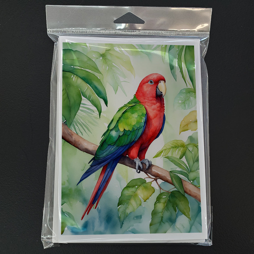Eclectus Parrot Greeting Cards Pack of 8 Blank Cards with Envelopes Whimsical A7 Size 5x7