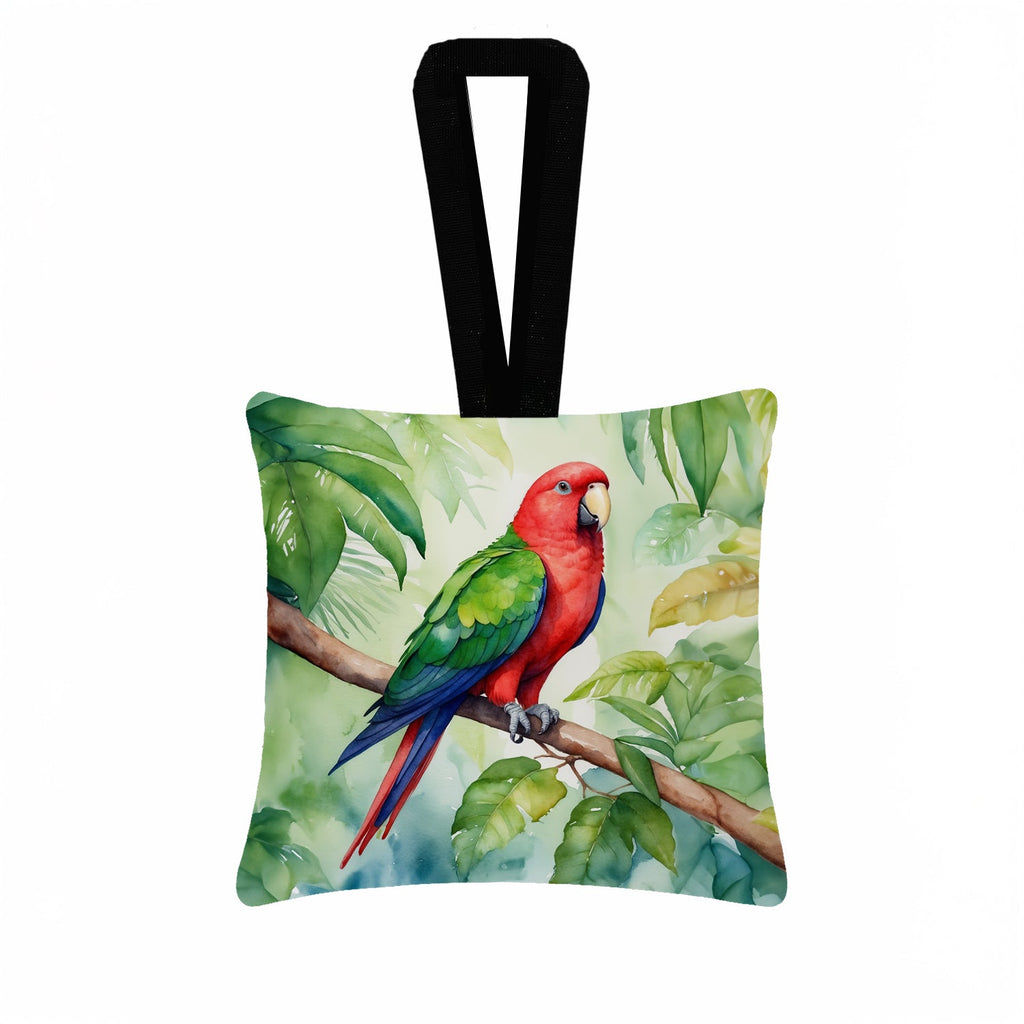 Eclectus Parrot Hanging Square Fabric Ornament 3.5 × 3.5 Decorative Door-Knob & Tree Hanger, Soft Fabric