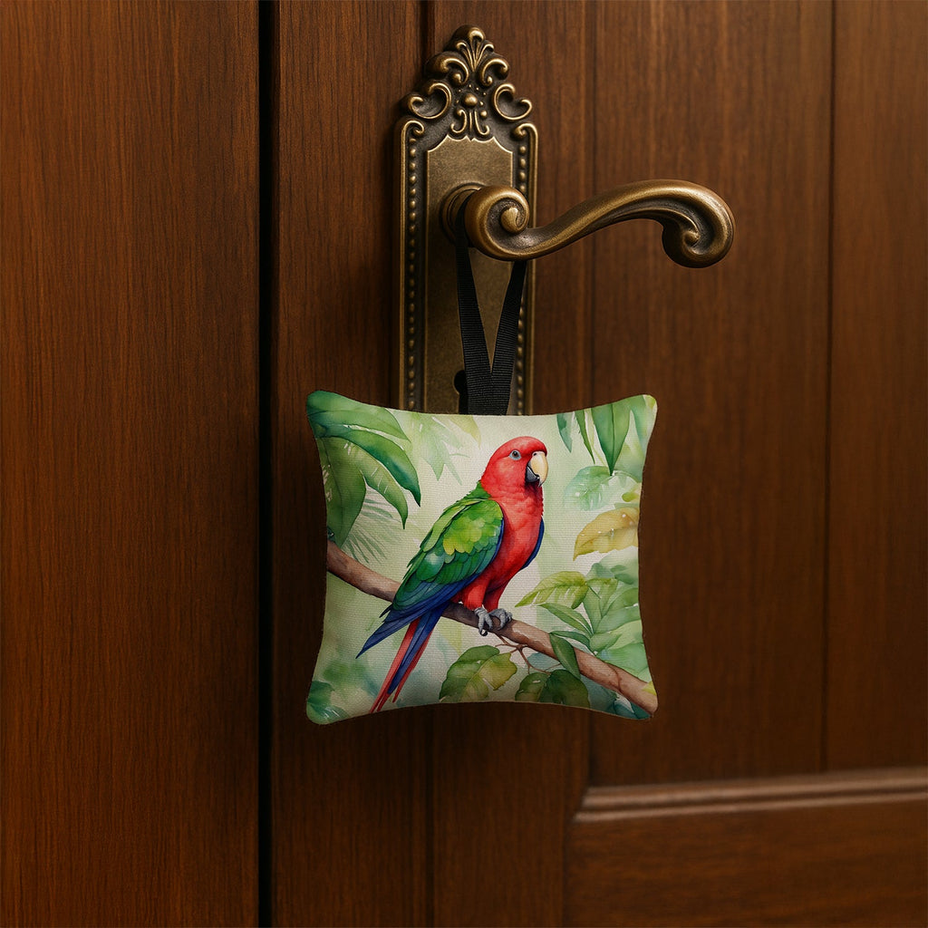 Eclectus Parrot Hanging Square Fabric Ornament 3.5 × 3.5 Decorative Door-Knob & Tree Hanger, Soft Fabric